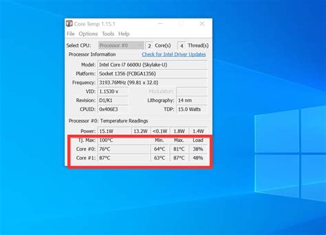 check temperature windows 10